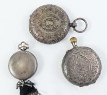 3 SILVER-CASED ANTIQUE WATCHES