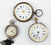 3 SILVER-CASED ANTIQUE WATCHES