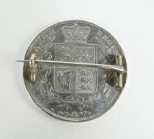 SILVER COIN BROOCH