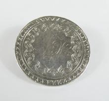 SILVER COIN BROOCH