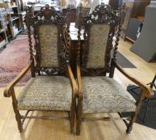 PAIR OF ANTIQUE OAK ARMCHAIRS