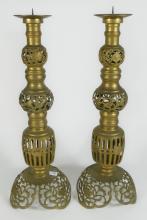 PAIR BRASS PRICKET CANDLESTICKS