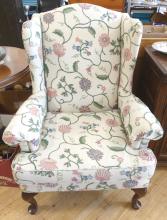 QUEEN ANNE STYLE WING-BACK ARMCHAIR