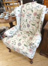 QUEEN ANNE STYLE WING-BACK ARMCHAIR