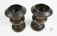PAIR LOW TREEN CANDLEHOLDERS