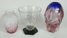 3 ART GLASS & CRYSTAL VASES