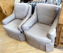 PAIR OF UPHOLSTERED ARMCHAIRS