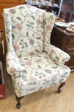 QUEEN ANNE STYLE WING-BACK ARMCHAIR