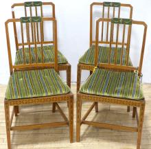 FOUR SATINWOOD SIDE CHAIRS