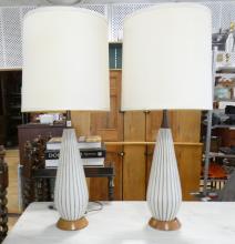 PAIR OF MCM POTTERY TABLE LAMPS