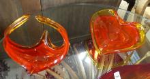 THREE LARGE PIECES OF MCM ART GLASS