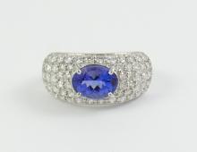 PLATINUM DIAMOND & TANZANITE RING