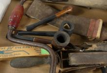 OLD TOOLS, PIPES, RAZORS, ETC.