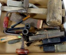 OLD TOOLS, PIPES, RAZORS, ETC.