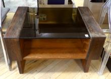 MCM ROSEWOOD GLASS TOP END TABLE