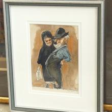 TWO FRAMED WATERCOLOURS AND PASTEL