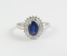 PLATINUM, SAPPHIRE & DIAMOND RING