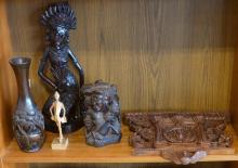 FIVE WOOD CARVINGS