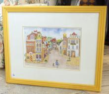 TWO FRAMED WATERCOLOURS AND PASTEL