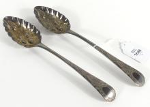 PAIR GEORGIAN SILVER SERVING SPOONS