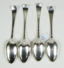 FOUR 18TH CENTURY STERLING SPOONS