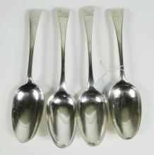 FOUR 18TH CENTURY STERLING SPOONS