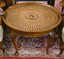 CANED ARMCHAIRS AND COFFEE TABLE