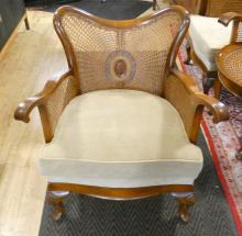 CANED ARMCHAIRS AND COFFEE TABLE