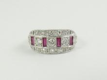 PLATINUM, RUBY & DIAMOND RING