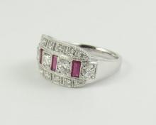 PLATINUM, RUBY & DIAMOND RING