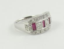 PLATINUM, RUBY & DIAMOND RING