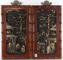 PAIR CHINESE WALL PLAQUES