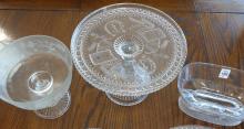 SIX PIECES OF ANTIQUE PATTERN GLASS