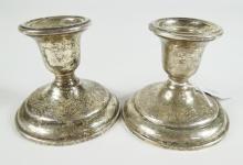 PAIR SILVER CANDLEHOLDERS