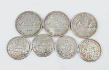 7 CANADIAN SILVER COINS