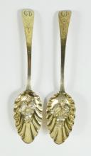 PAIR GEORGE III SERVING SPOONS