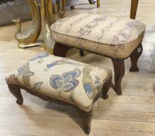 TWO DIMINUTIVE FOOTSTOOLS