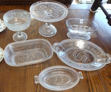 SIX PIECES OF ANTIQUE PATTERN GLASS