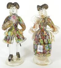 2 VINTAGE ART GLASS FIGURES