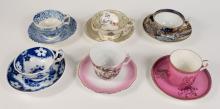 6 ANTIQUE CUPS & SAUCERS