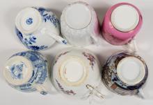 6 ANTIQUE CUPS & SAUCERS