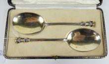 PAIR STERLING SILVER SERVING SPOONS