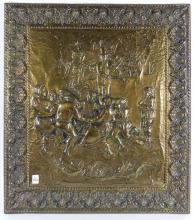 IMPRESSIVE ANTIQUE BRASS WALL PLAQUE