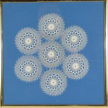 4 FRAMED DOILIES