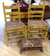 PRIMITIVE CHAIRS AND MILKING STOOL