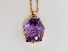 AMETHYST PENDANT AND CHAIN