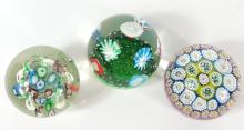 3 ART GLASS PAPERWEIGHTS