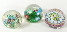 3 ART GLASS PAPERWEIGHTS