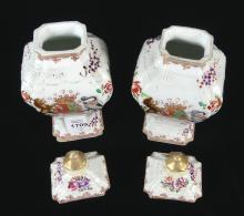 PAIR EARLY PORCELAIN CABINET URNS