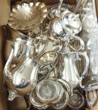 BOX LOT OF SILVER PLATE